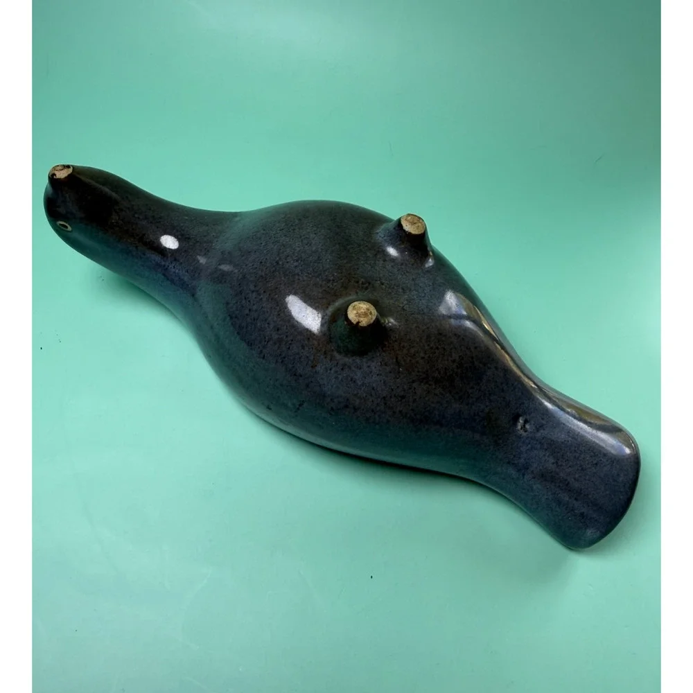 Vintage Smoky Mountain Tennessee Pottery Pigeon Bird Planter Feet MCM Blue Drip - Picture 6 of 9